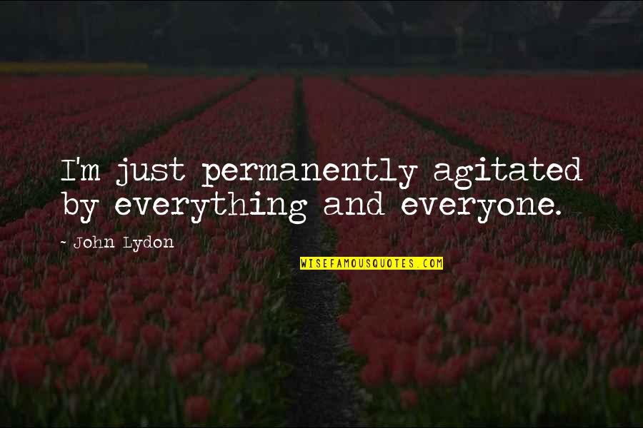 Agitated Quotes By John Lydon: I'm just permanently agitated by everything and everyone.