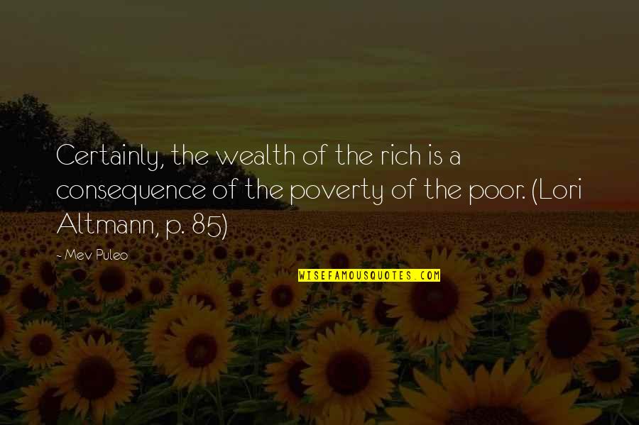 Agitations Quotes By Mev Puleo: Certainly, the wealth of the rich is a Agitations Quotes By Mev Puleo: Certainly, the wealth of the rich is a