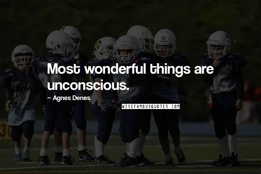 Agnes Denes quotes: Most wonderful things are unconscious.
