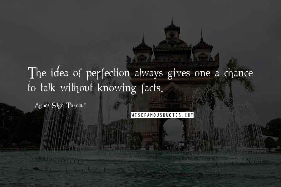 Agnes Sligh Turnbull quotes: The idea of perfection always gives one a chance to talk without knowing facts.