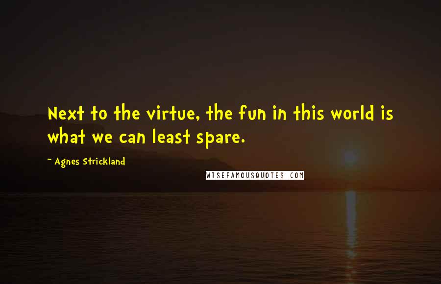 Agnes Strickland quotes: Next to the virtue, the fun in this world is what we can least spare.