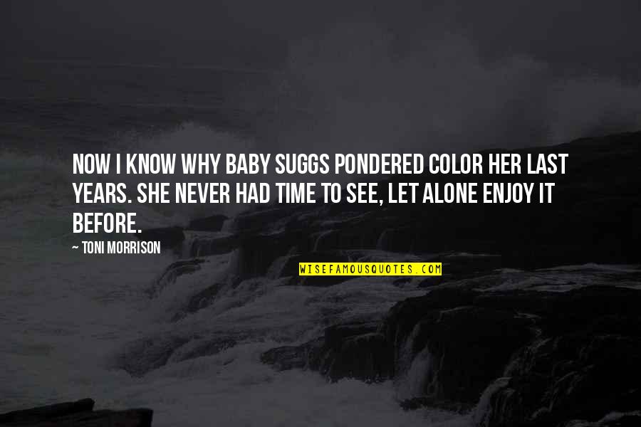 Agnosia Visual Quotes By Toni Morrison: Now I know why Baby Suggs pondered color