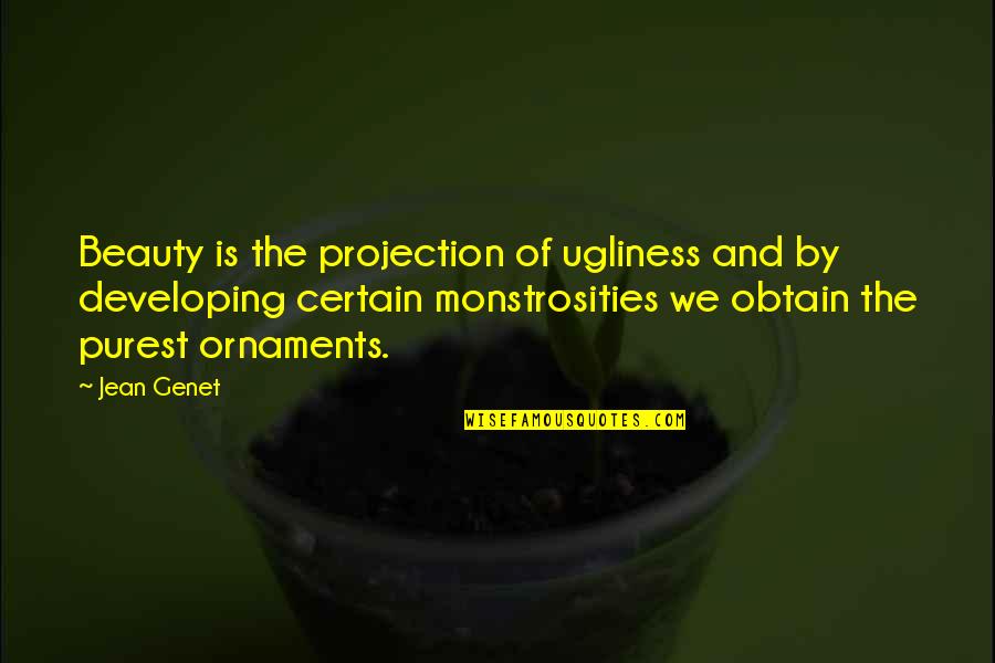 Agonia Records Quotes By Jean Genet: Beauty is the projection of ugliness and by