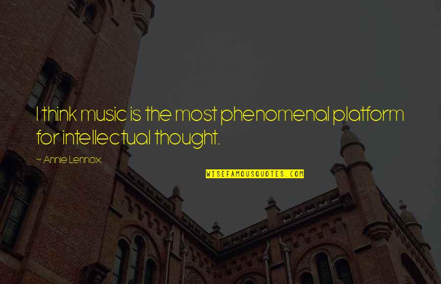 Agonizer Quotes By Annie Lennox: I think music is the most phenomenal platform