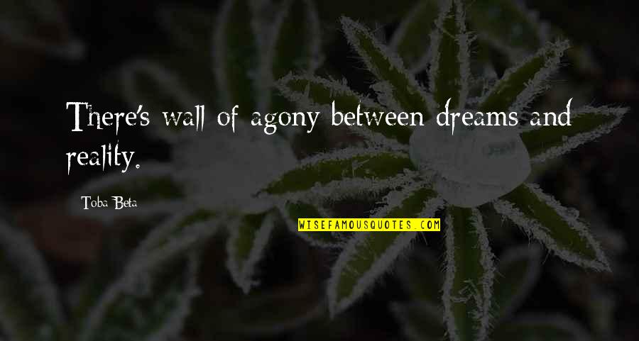 Agony Of Quotes By Toba Beta: There's wall of agony between dreams and reality.