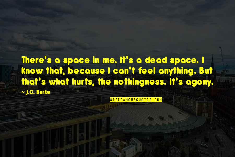 Agony's Quotes By J.C. Burke: There's a space in me. It's a dead