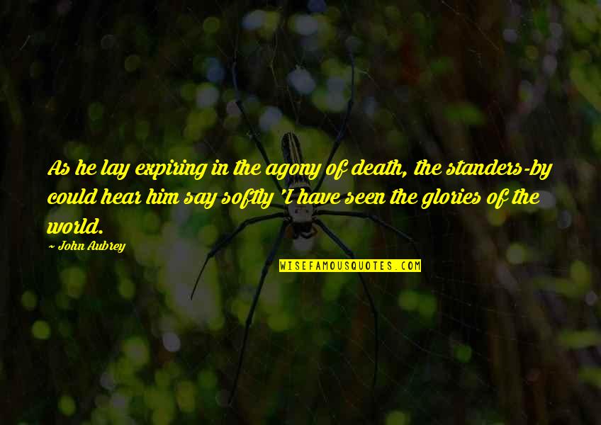 Agony's Quotes By John Aubrey: As he lay expiring in the agony of