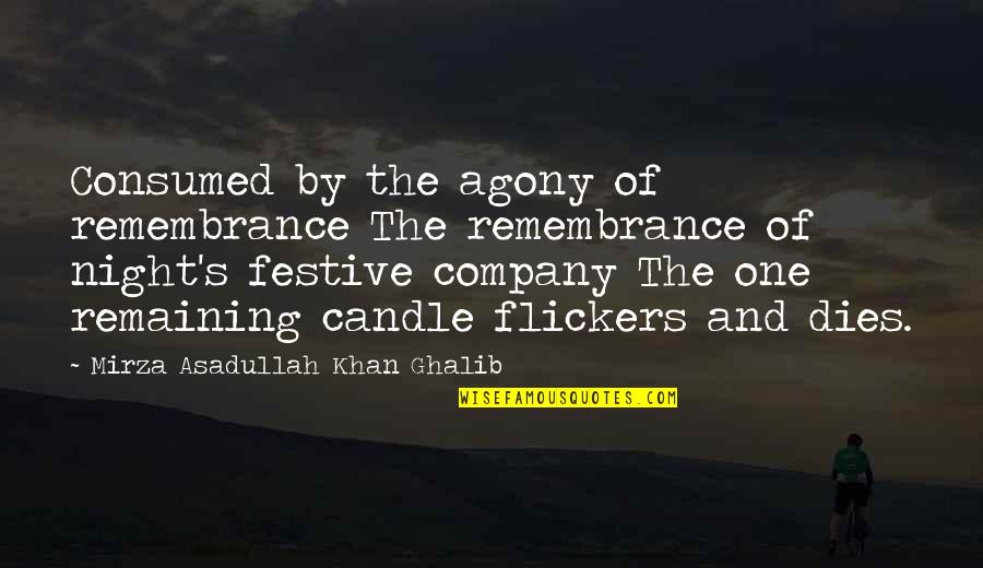 Agony's Quotes By Mirza Asadullah Khan Ghalib: Consumed by the agony of remembrance The remembrance