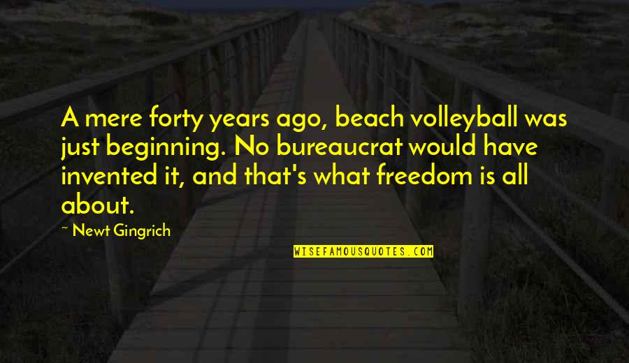 Ago's Quotes By Newt Gingrich: A mere forty years ago, beach volleyball was