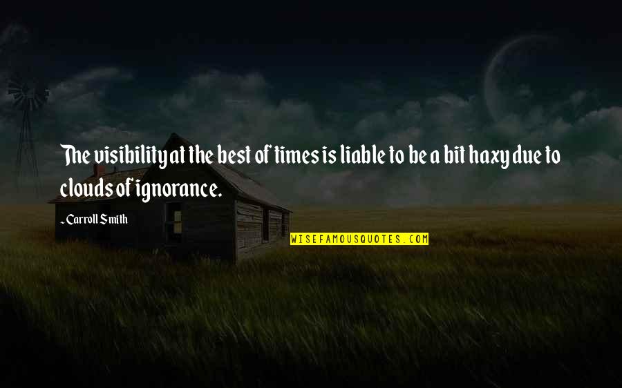 Agostoni Turtles Quotes By Carroll Smith: The visibility at the best of times is Agostoni Turtles Quotes By Carroll Smith: The visibility at the best of times is