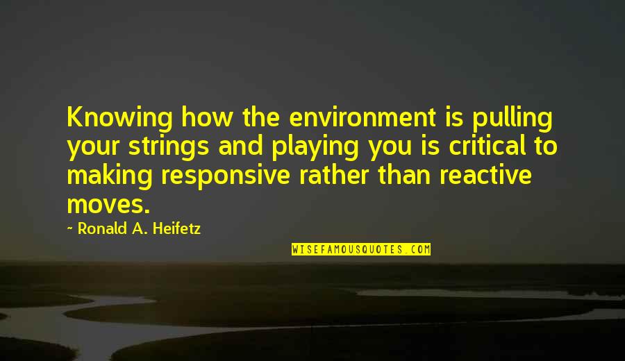 Agravante Translation Quotes By Ronald A. Heifetz: Knowing how the environment is pulling your strings