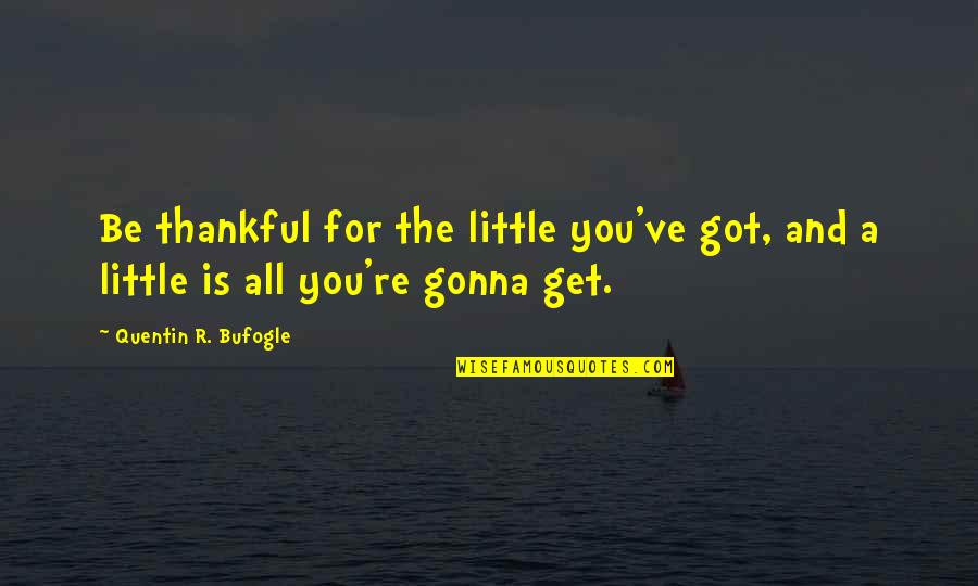 Agrawal Drugs Quotes By Quentin R. Bufogle: Be thankful for the little you've got, and