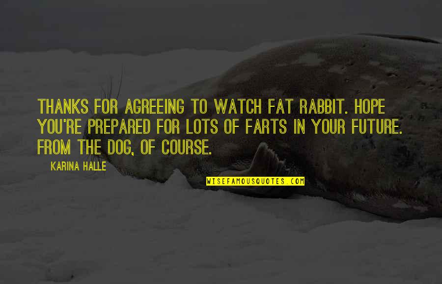 Agreeing Quotes By Karina Halle: Thanks for agreeing to watch Fat Rabbit. Hope
