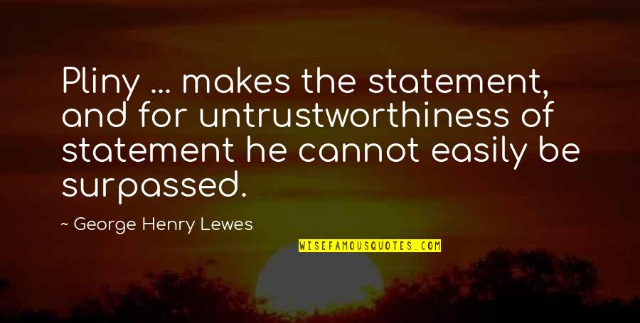 Agridoces Quotes By George Henry Lewes: Pliny ... makes the statement, and for untrustworthiness Agridoces Quotes By George Henry Lewes: Pliny ... makes the statement, and for untrustworthiness