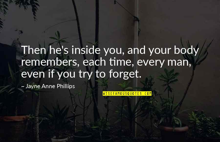 Agrippinus Quotes By Jayne Anne Phillips: Then he's inside you, and your body remembers,
