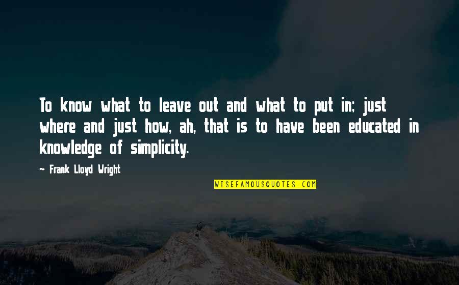 Agrupadas Federadas Quotes By Frank Lloyd Wright: To know what to leave out and what Agrupadas Federadas Quotes By Frank Lloyd Wright: To know what to leave out and what