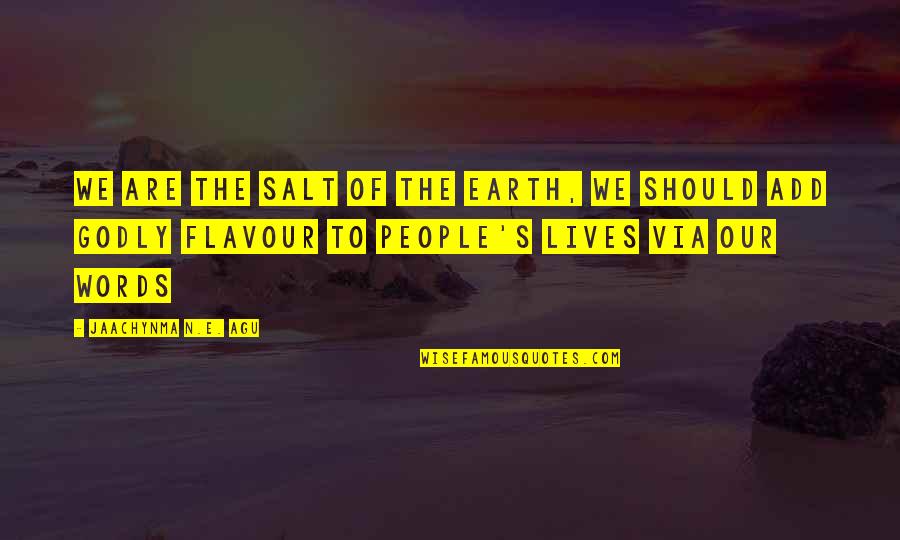 Agu Quotes By Jaachynma N.E. Agu: We Are The Salt Of The Earth, We