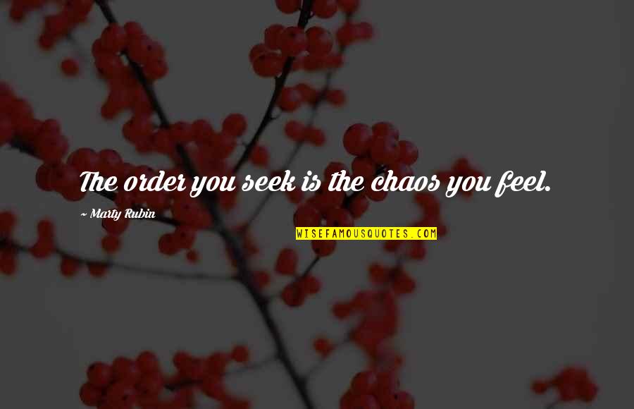 Aguardiente De Cana Quotes By Marty Rubin: The order you seek is the chaos you