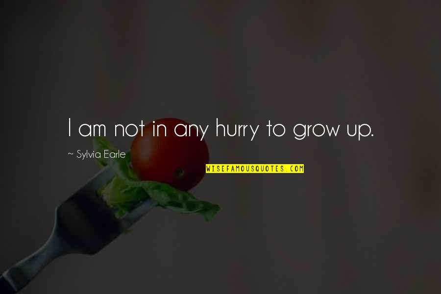 Agueda Kahabagan Quotes By Sylvia Earle: I am not in any hurry to grow Agueda Kahabagan Quotes By Sylvia Earle: I am not in any hurry to grow