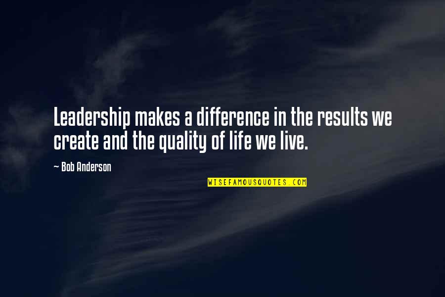 Agustin Barrios Quotes By Bob Anderson: Leadership makes a difference in the results we