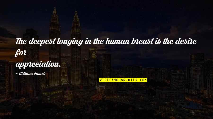 Ahas Quotes By William James: The deepest longing in the human breast is