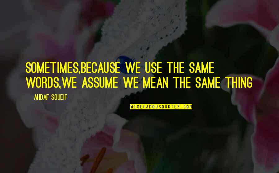 Ahdaf Soueif Quotes By Ahdaf Soueif: Sometimes,because we use the same words,we assume we