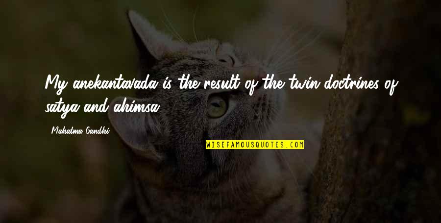 Ahimsa Quotes By Mahatma Gandhi: My anekantavada is the result of the twin