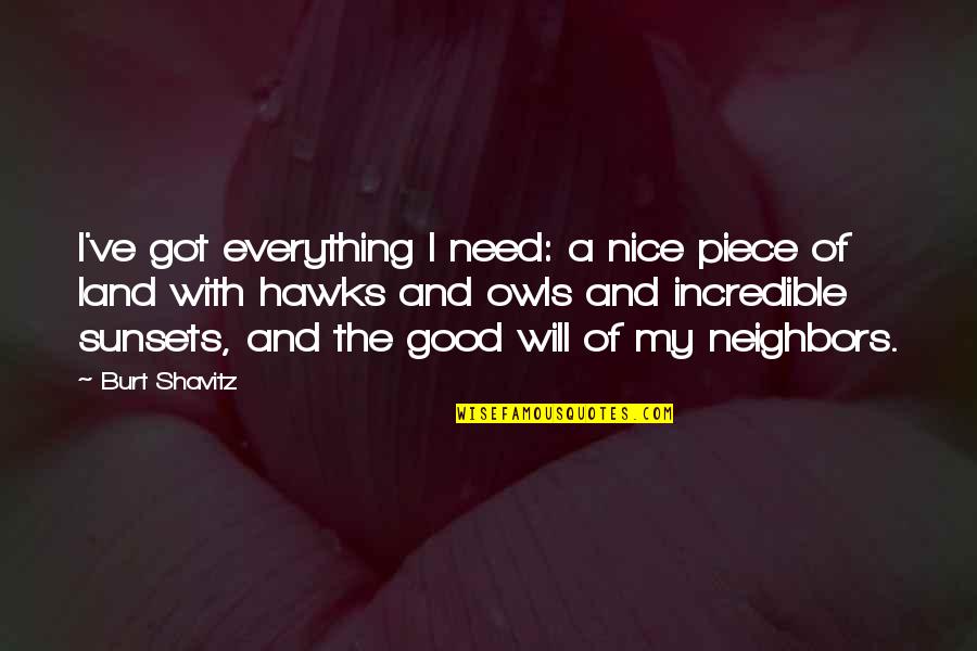 Ahlsell Sverige Quotes By Burt Shavitz: I've got everything I need: a nice piece Ahlsell Sverige Quotes By Burt Shavitz: I've got everything I need: a nice piece