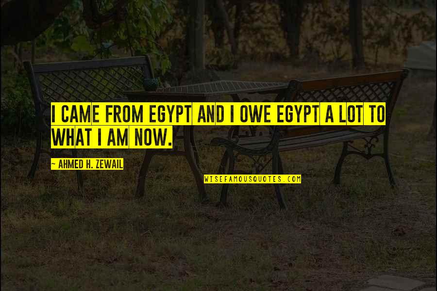 Ahmed Zewail Quotes By Ahmed H. Zewail: I came from Egypt and I owe Egypt