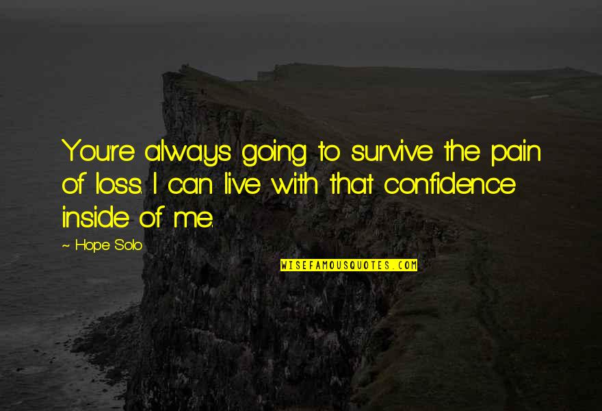 Ahrends Gun Quotes By Hope Solo: You're always going to survive the pain of Ahrends Gun Quotes By Hope Solo: You're always going to survive the pain of