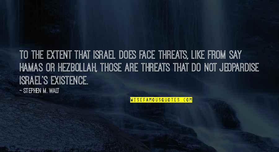 Ahrimans Prophecy Quotes By Stephen M. Walt: To the extent that Israel does face threats,