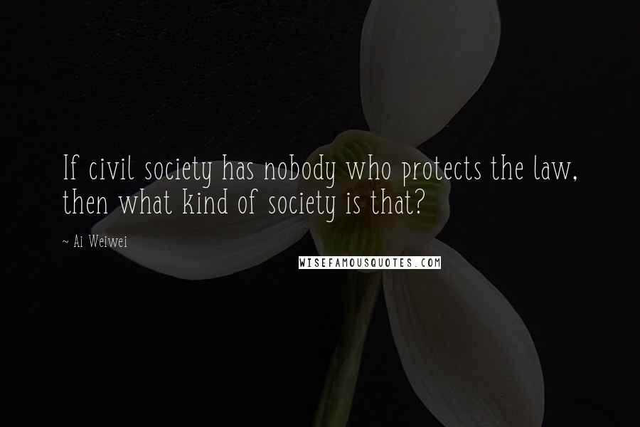 Ai Weiwei quotes: If civil society has nobody who protects the law, then what kind of society is that?