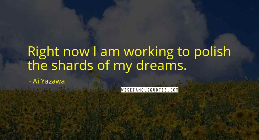 Ai Yazawa quotes: Right now I am working to polish the shards of my dreams.