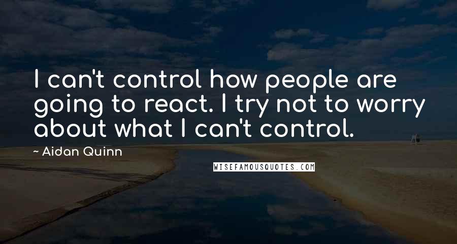 Aidan Quinn quotes: I can't control how people are going to react. I try not to worry about what I can't control.