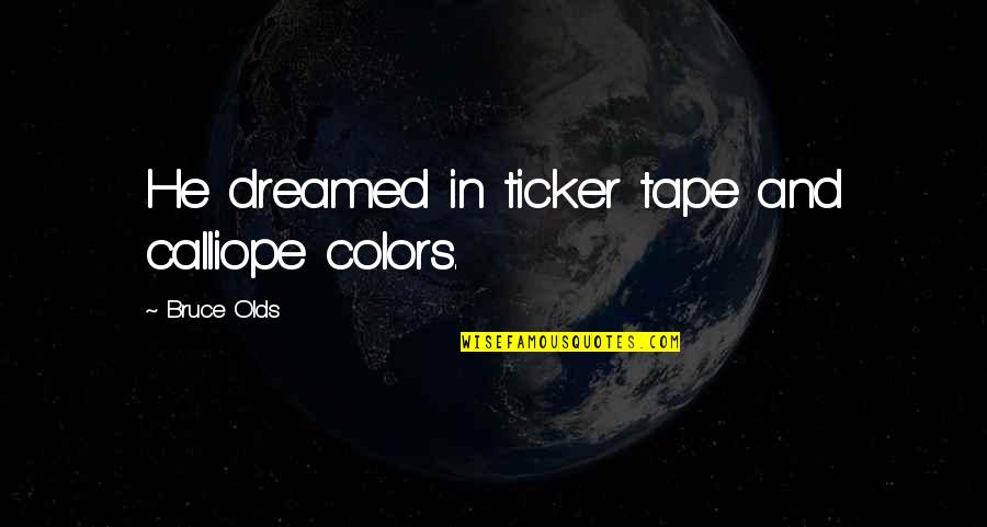 Aidan Script Free Tester Quotes By Bruce Olds: He dreamed in ticker tape and calliope colors. Aidan Script Free Tester Quotes By Bruce Olds: He dreamed in ticker tape and calliope colors.