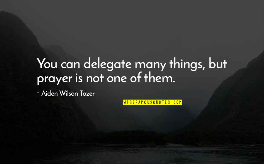 Aiden Tozer Quotes By Aiden Wilson Tozer: You can delegate many things, but prayer is