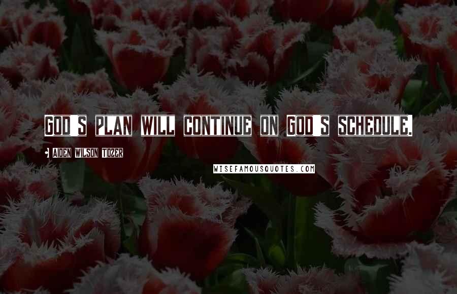 Aiden Wilson Tozer quotes: God's plan will continue on God's schedule.