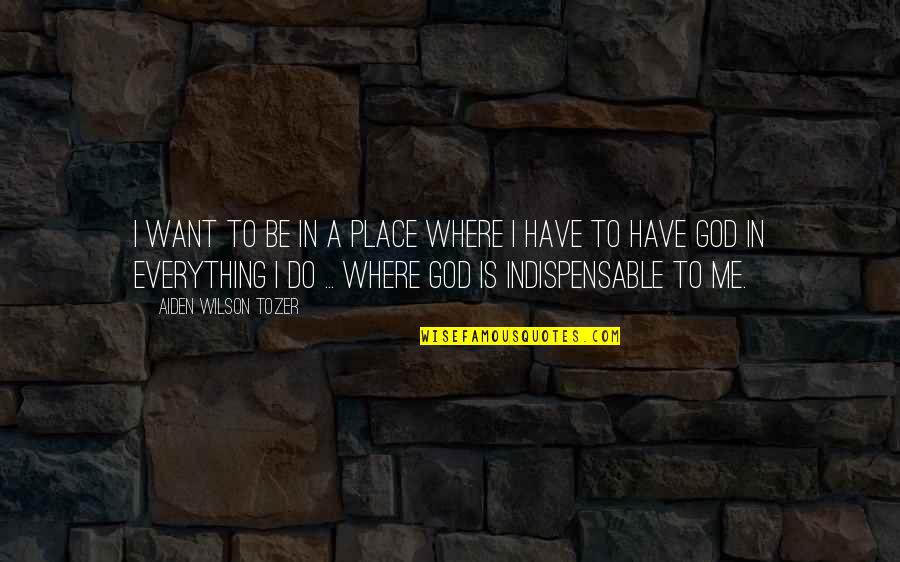 Aiden Wilson Tozer Quotes By Aiden Wilson Tozer: I want to be in a place where