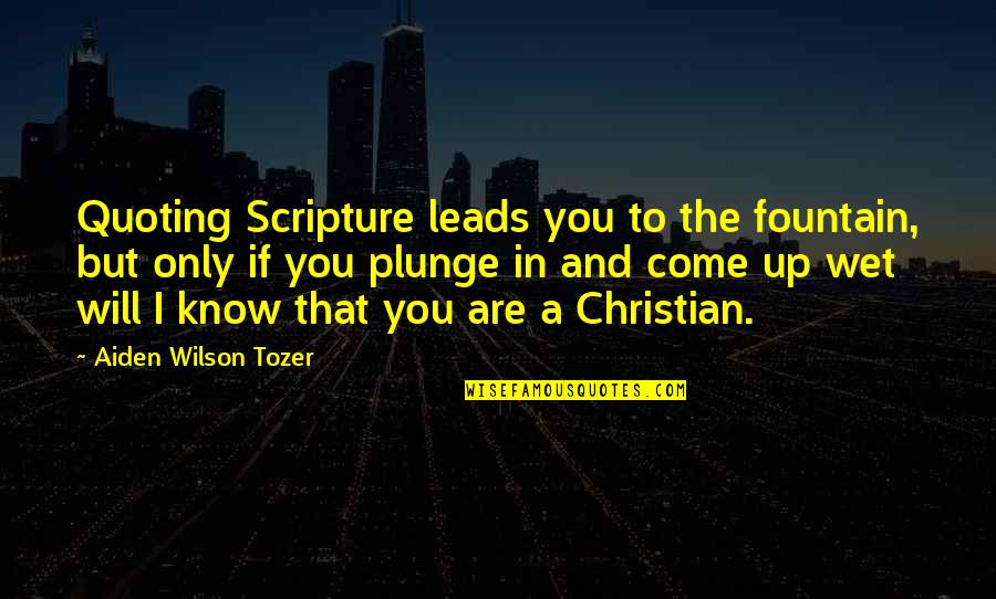 Aiden Wilson Tozer Quotes By Aiden Wilson Tozer: Quoting Scripture leads you to the fountain, but