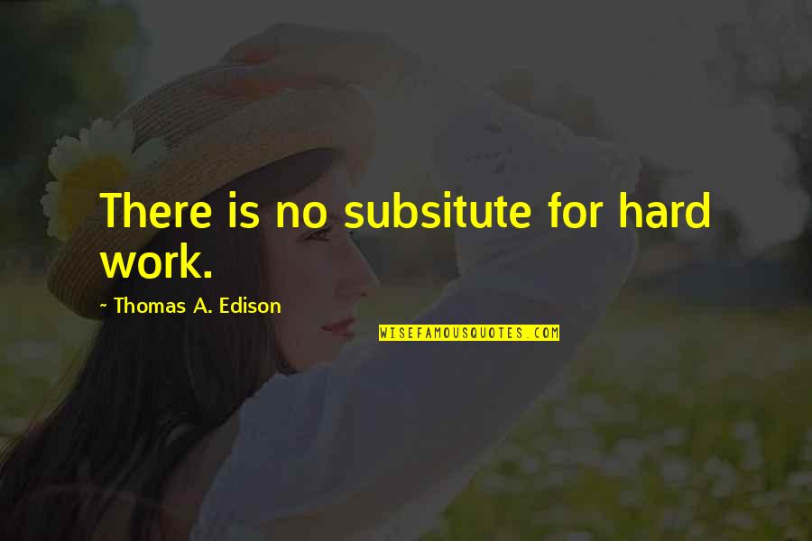Aidimasa Quotes By Thomas A. Edison: There is no subsitute for hard work. Aidimasa Quotes By Thomas A. Edison: There is no subsitute for hard work.