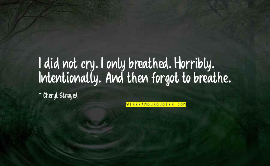 Ailean Chraggan Quotes By Cheryl Strayed: I did not cry. I only breathed. Horribly.
