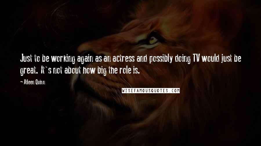 Aileen Quinn quotes: Just to be working again as an actress and possibly doing TV would just be great. It's not about how big the role is.