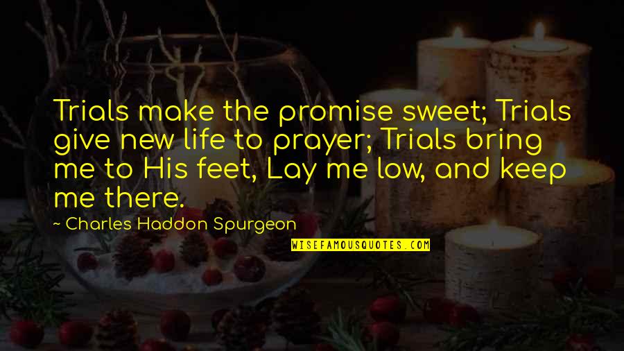 Aim Buddy Profile Quotes By Charles Haddon Spurgeon: Trials make the promise sweet; Trials give new