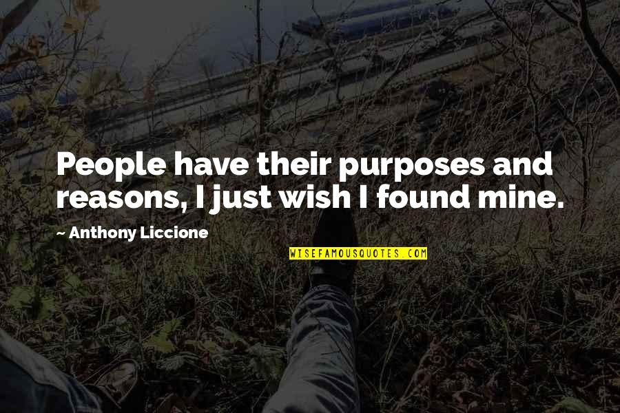 Aim For Goal Quotes By Anthony Liccione: People have their purposes and reasons, I just