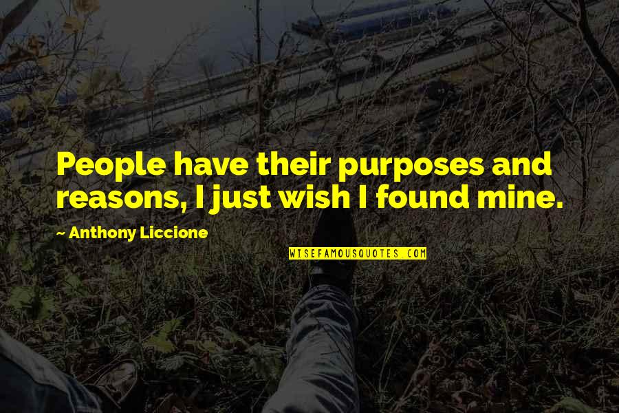 Aim For Your Goal Quotes By Anthony Liccione: People have their purposes and reasons, I just