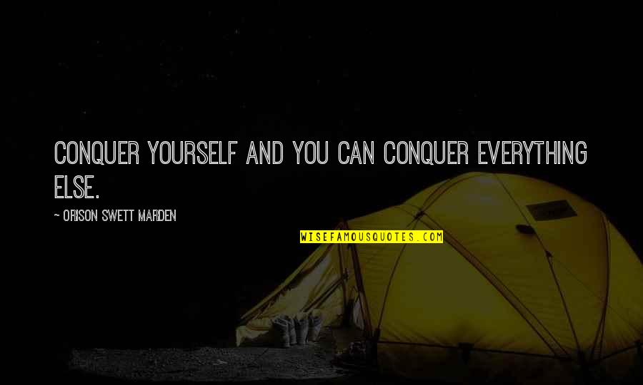 Aim In Hindi Quotes By Orison Swett Marden: Conquer yourself and you can conquer everything else.