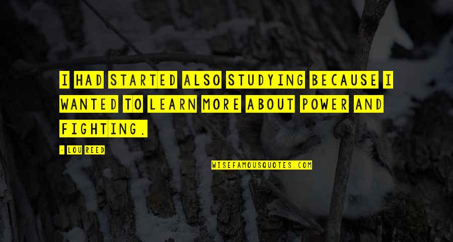 Aimed Status Quotes By Lou Reed: I had started also studying because I wanted