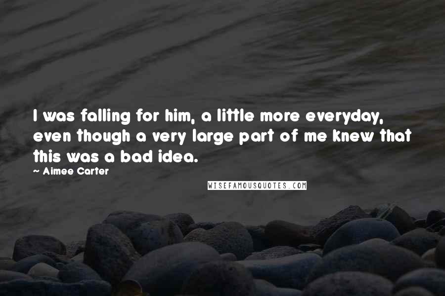 Aimee Carter quotes: I was falling for him, a little more everyday, even though a very large part of me knew that this was a bad idea. Aimee Carter quotes: I was falling for him, a little more everyday, even though a very large part of me knew that this was a bad idea.