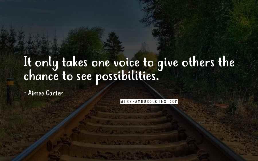 Aimee Carter quotes: It only takes one voice to give others the chance to see possibilities.