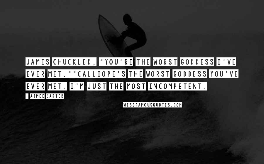 Aimee Carter quotes: James chuckled. "You're the worst goddess I've ever met.""Calliope's the worst goddess you've ever met. I'm just the most incompetent.